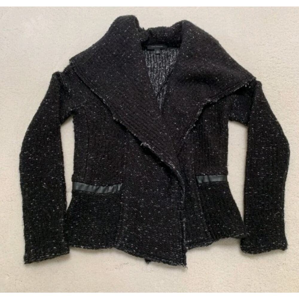 LargeAnn Taylor Wool Blend Open Front Cardigan Jacket Women’s Black Shacket